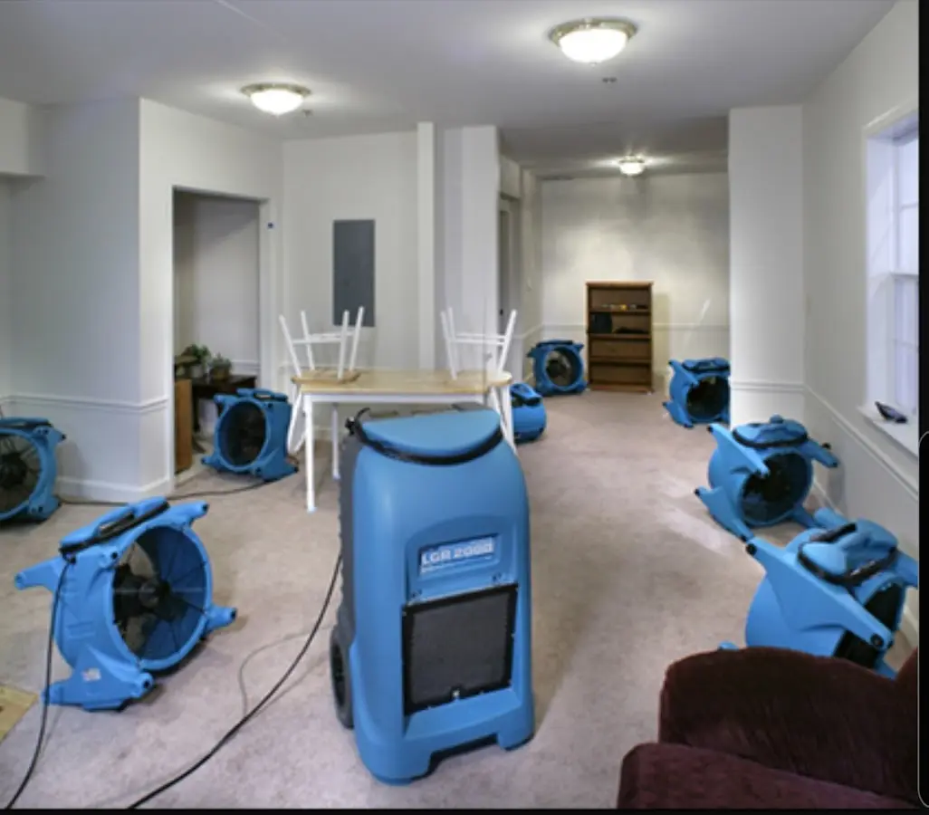 Air movers and dehumidifier setup for Water Extraction & Removal in Clementon