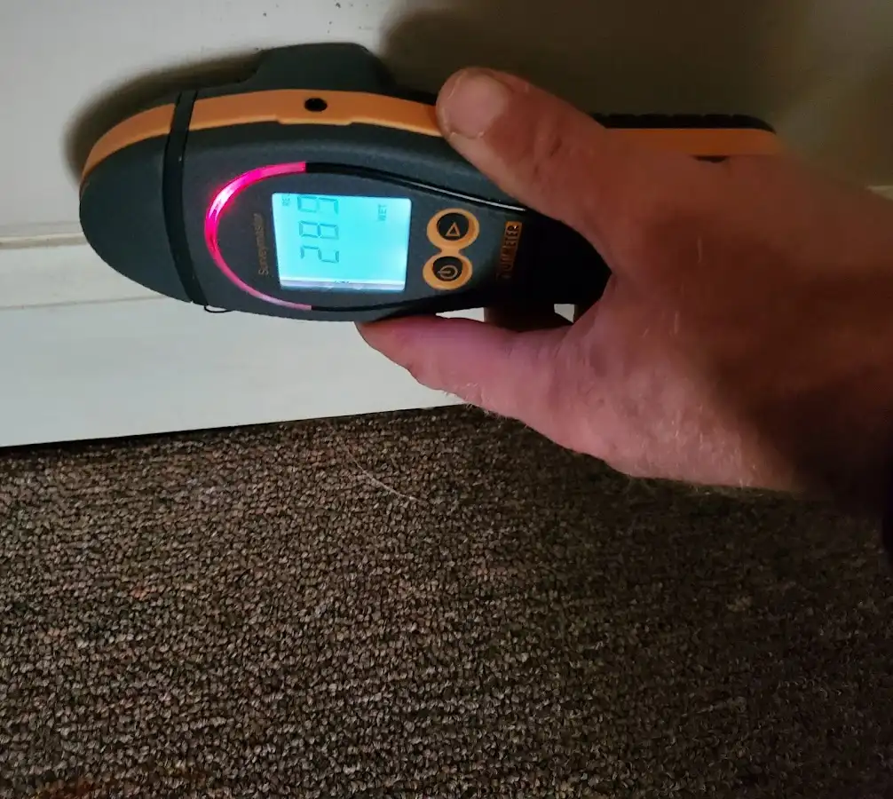 Moisture detection at baseboard during Burst Pipe Cleanup in Clementon
